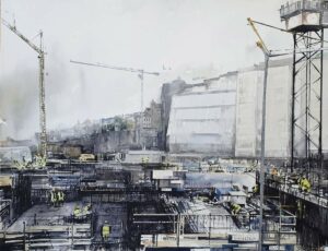 Elisabeth Biström akvarell Slussen