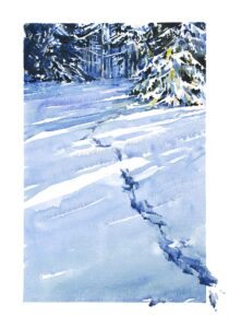 Konsttrycket "Spår" av akvarellkonstnär Elisabeth Biström