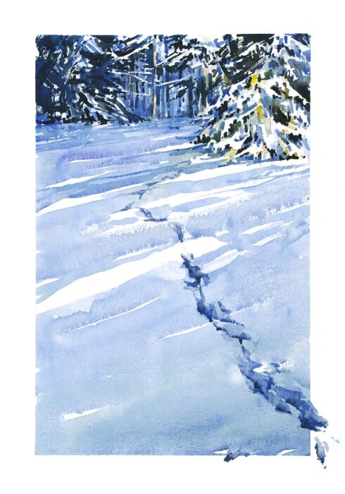 Konsttrycket "Spår" av akvarellkonstnär Elisabeth Biström