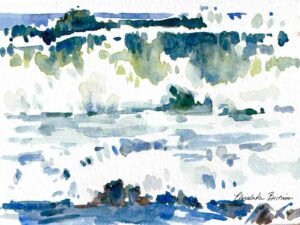 "Glasgröna vågor", akvarell Elisabeth Biström