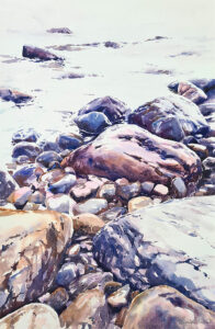 Elisabeth Biström akvarell "Just innan morgonen"