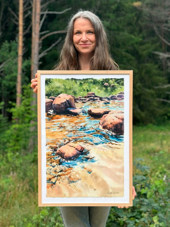 Akvarellen "Här och nu" av Elisabeth Biström