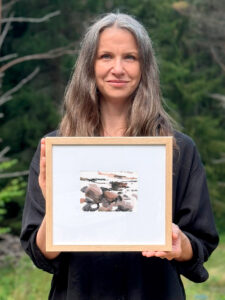 Abstraktion, akvarell av Elisabeth Biström. Inramningsmontage.