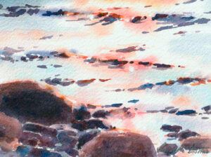 Akvarell, "Medans denader sove", Elisabeth Biström