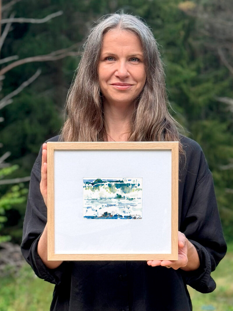 Akvarell "Glasgröna vågor" av Elisabeth Biström