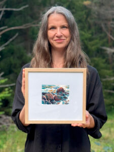 Akvarell, "Glödande granit och gnejs", Elisabeth Biström