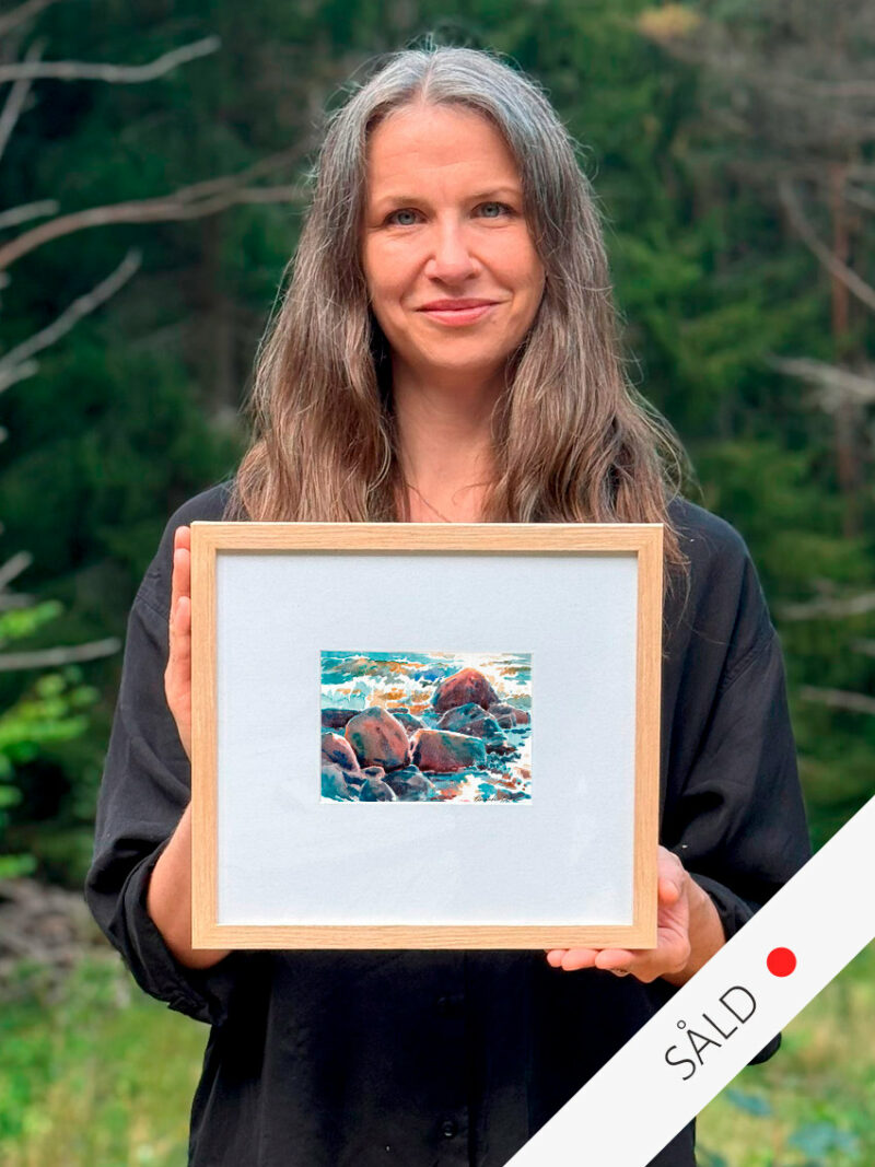 Glödande granit och gnejs, akvarell Elisabeth Biström