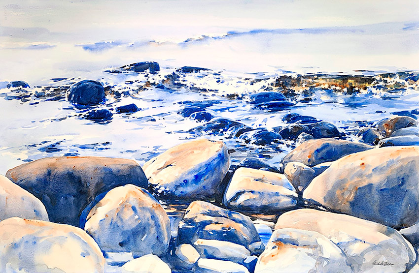 Akvarell, "Men det granna, granna havet", Elisabeth Biström