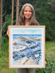 Akvarell "Sjunde vågen" Elisabeth Biström