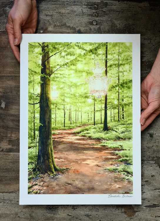 Konsttryck "Förtrollad skog", Elisabeth Biström