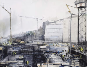 Slussen, akvarell Elisabeth Biström