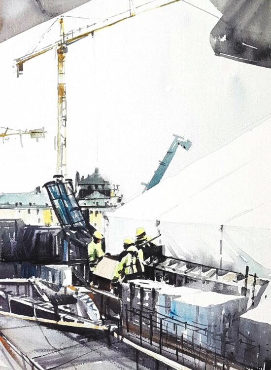 Slussen, akvarell Elisabeth Biström