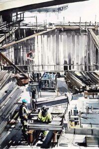 Slussen, akvarell Elisabeth Biström