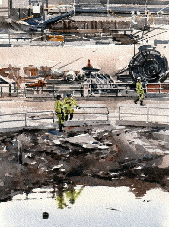 Slussen, Elisabeth Biström akvarell