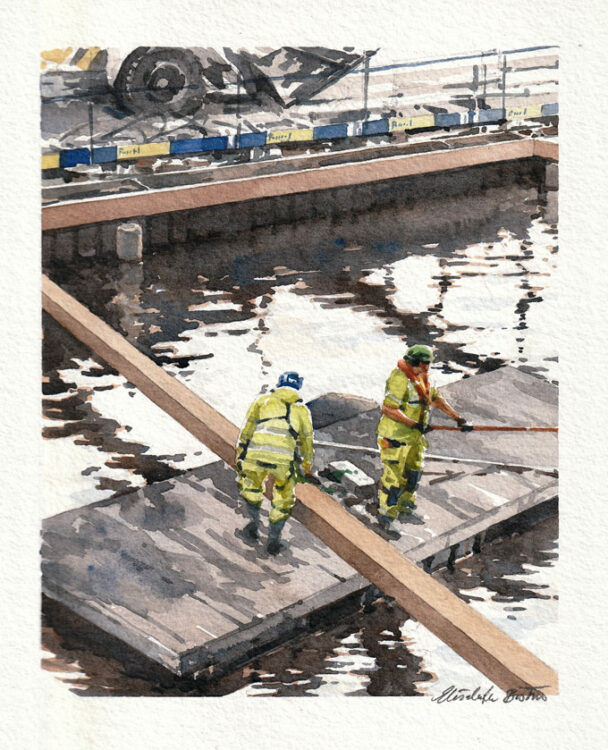 Akvarell Slussen Elisabeth Biström
