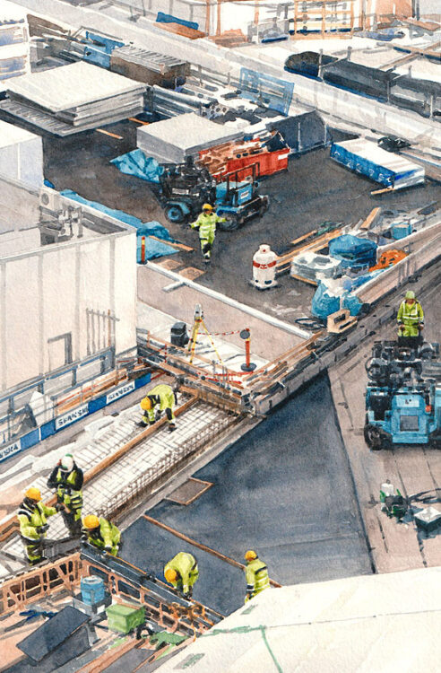 Akvarell från Slussen, av Elisabeth Biström