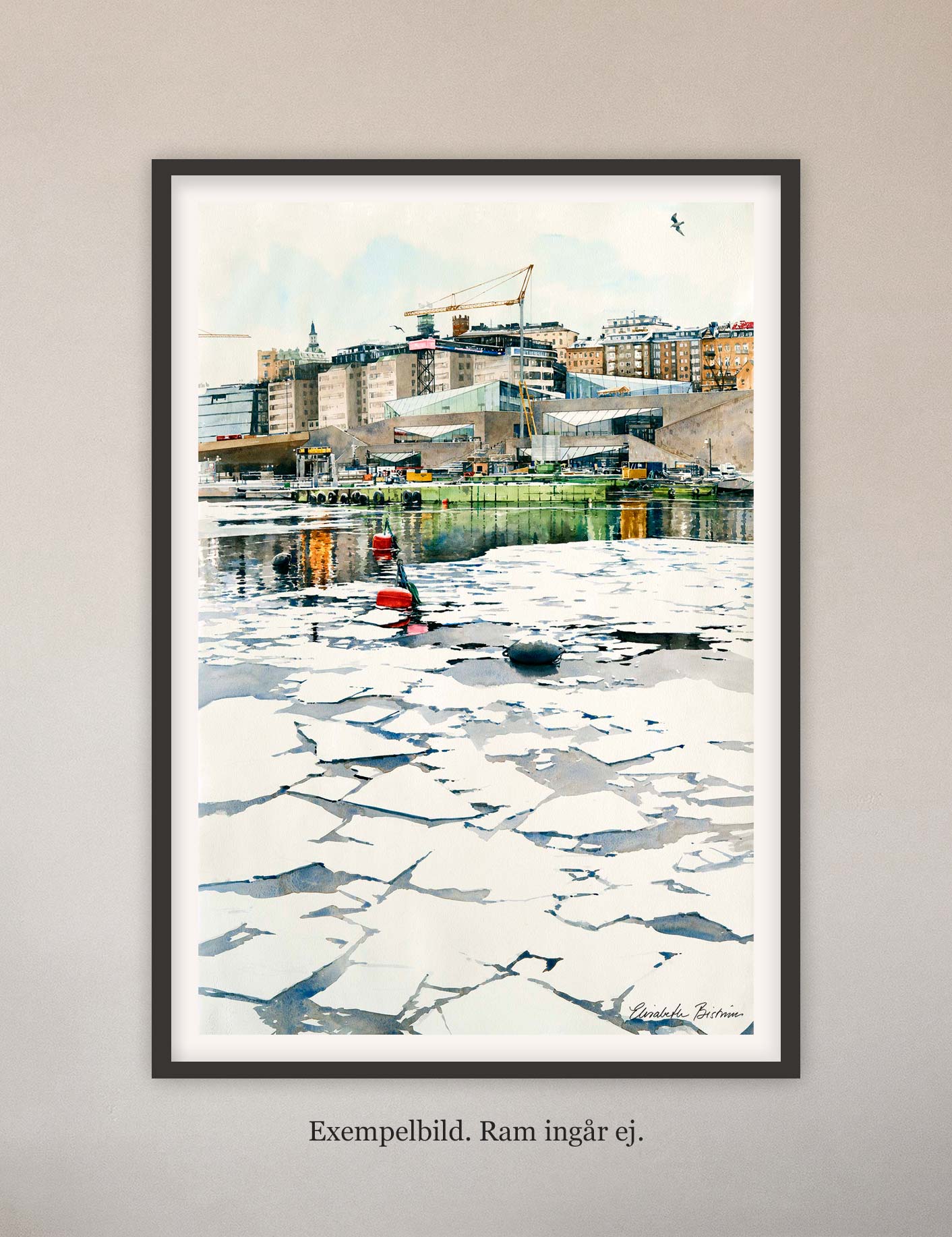Exempelbild inramning, akvarell Elisabeth Biström