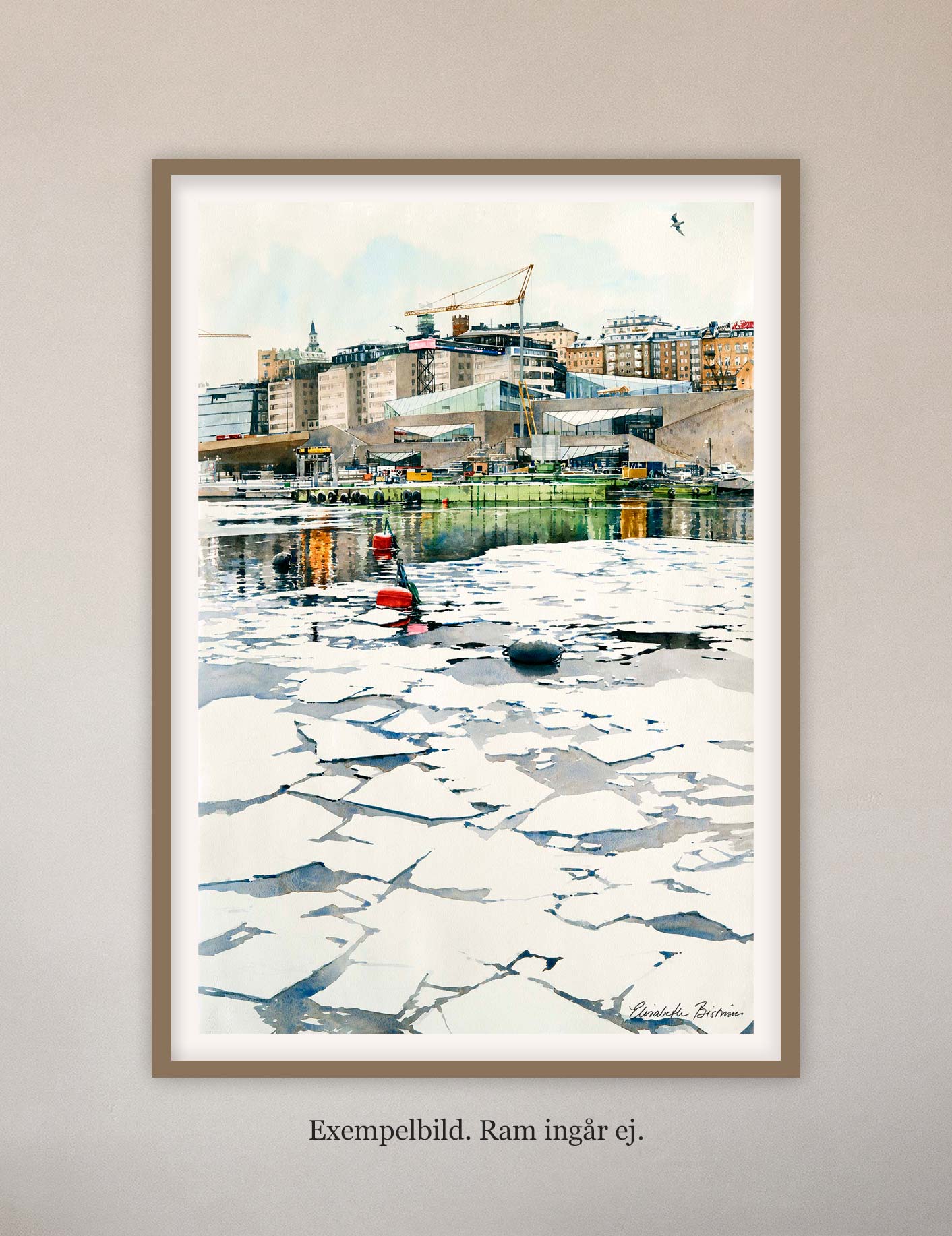 Exempelbild inramning, akvarell Elisabeth Biström