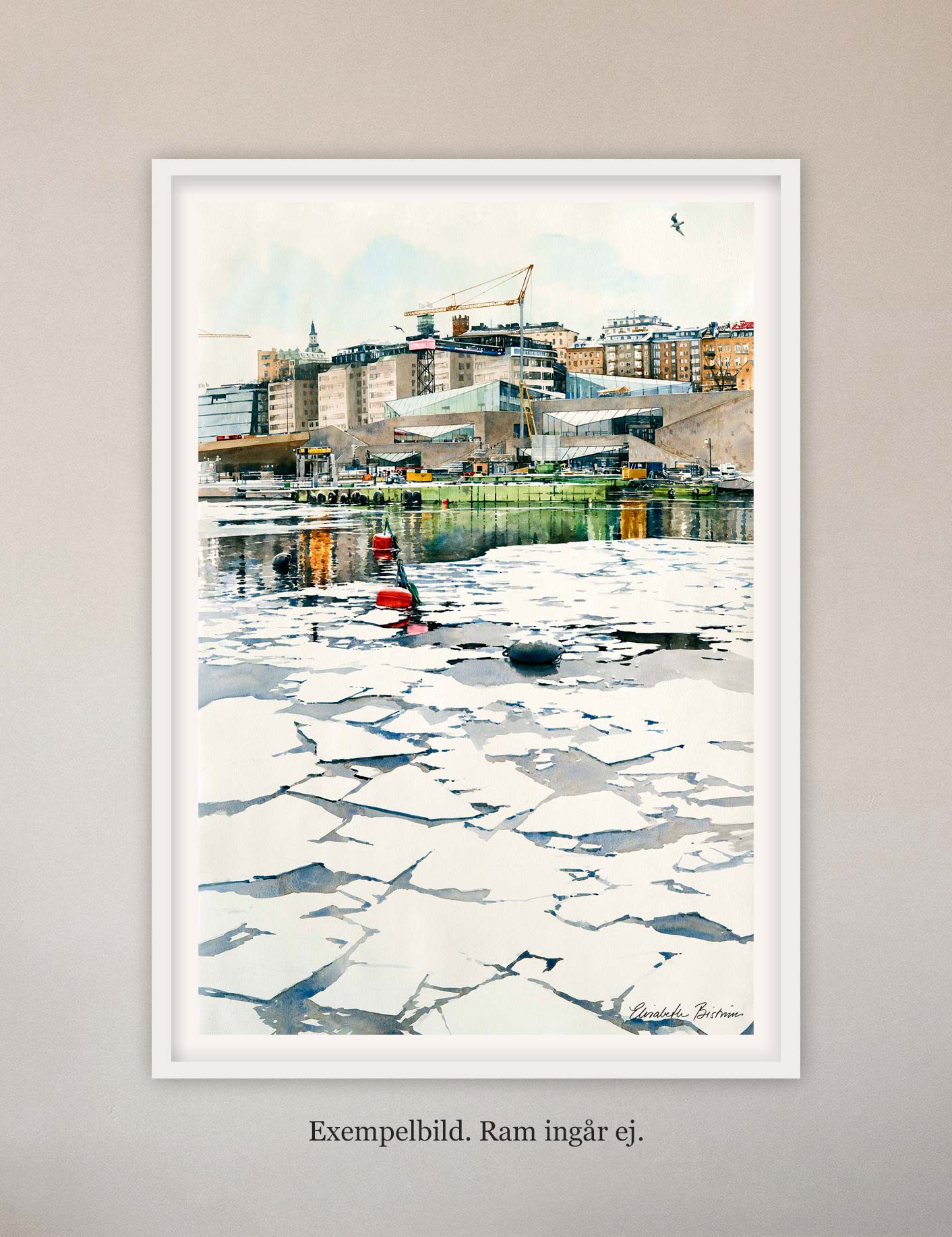 Exempelbild inramning, akvarell Elisabeth Biström