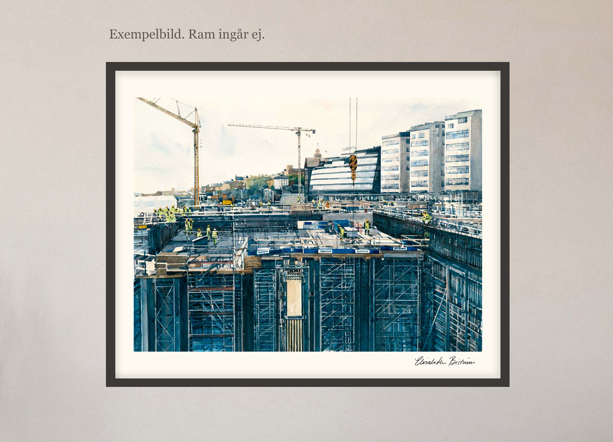 Exempelbild inramning, akvarell Elisabeth Biström