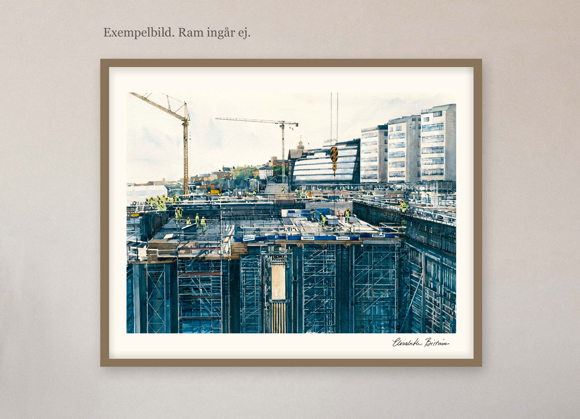Exempelbild inramning, akvarell Elisabeth Biström