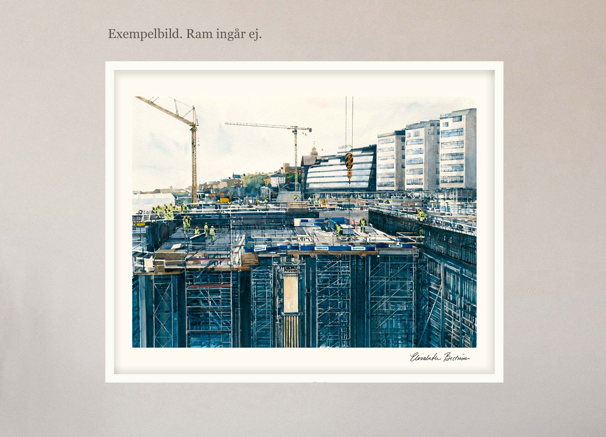 Exempelbild inramning, akvarell Elisabeth Biström