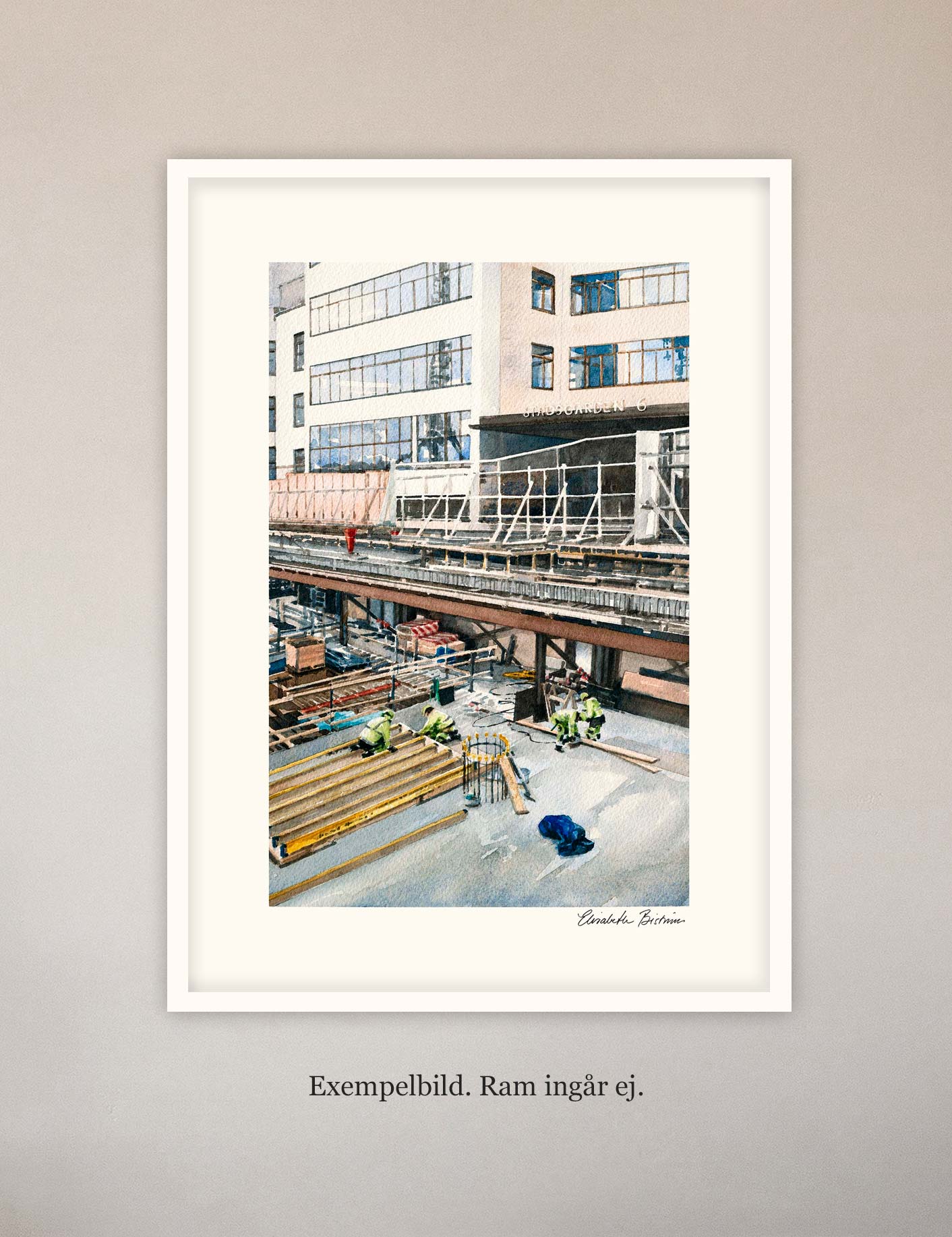 Exempelbild inramning, akvarell Elisabeth Biström
