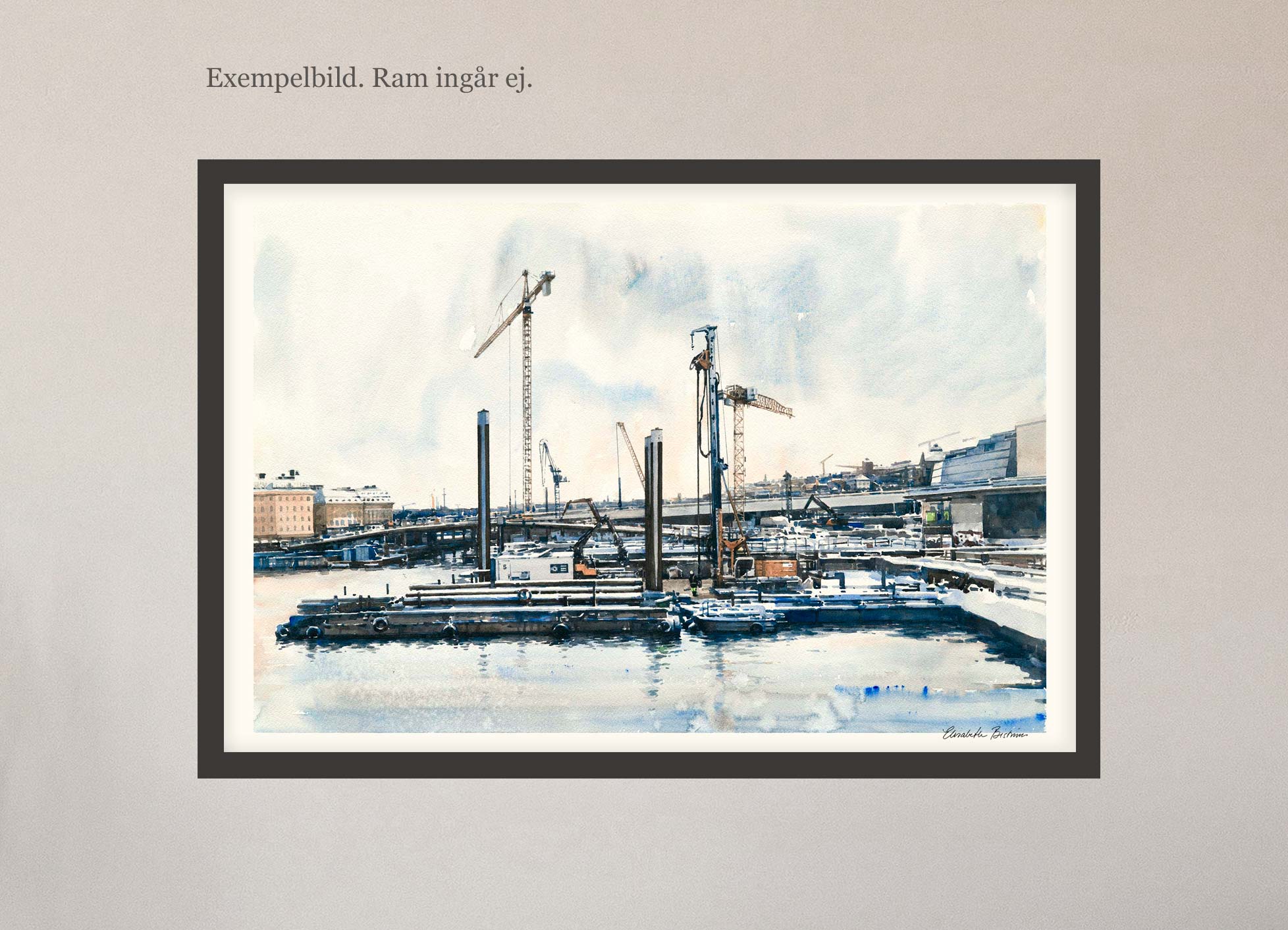 Exempelbild inramning, akvarell Elisabeth Biström