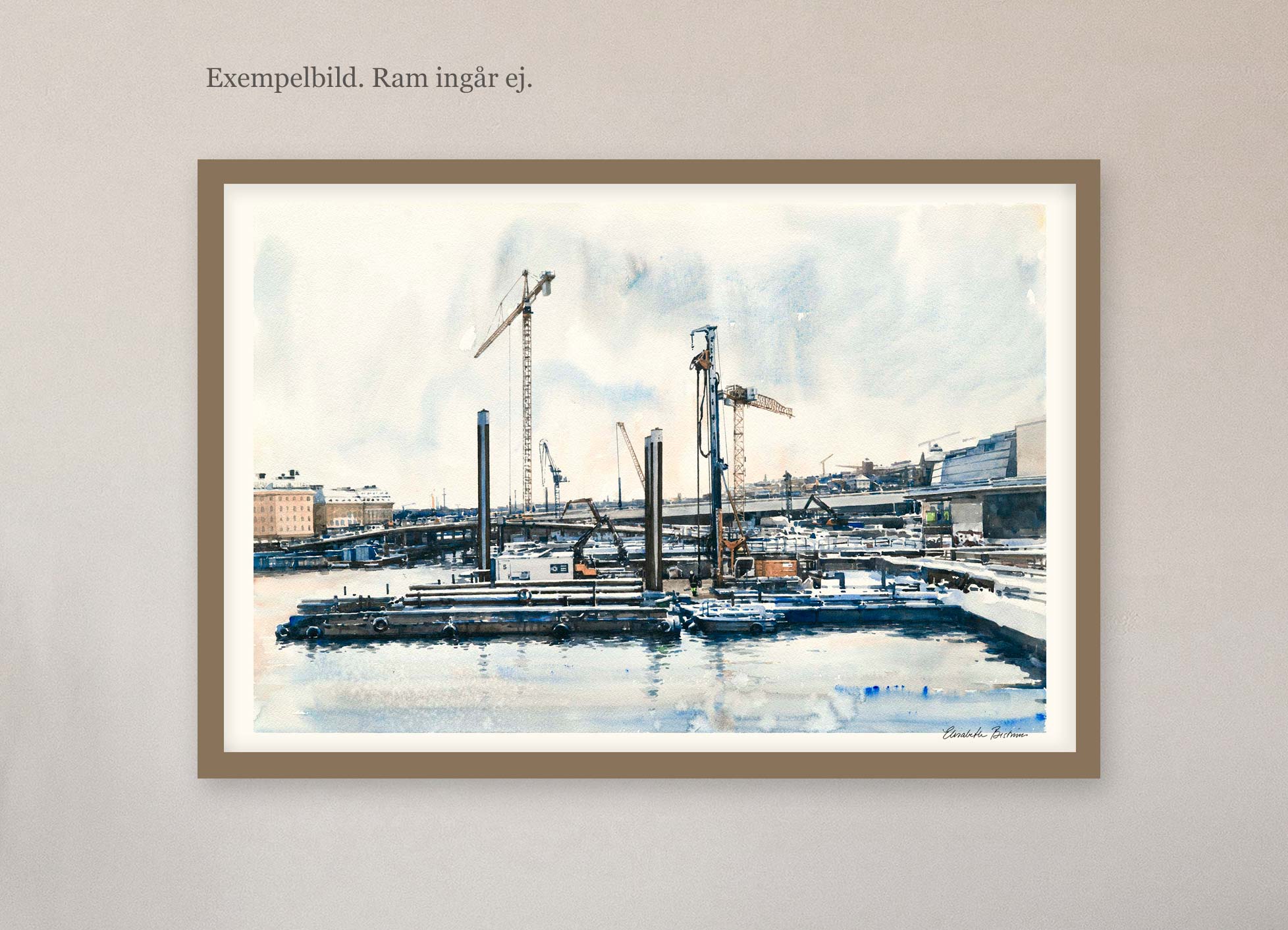 Exempelbild inramning, akvarell Elisabeth Biström