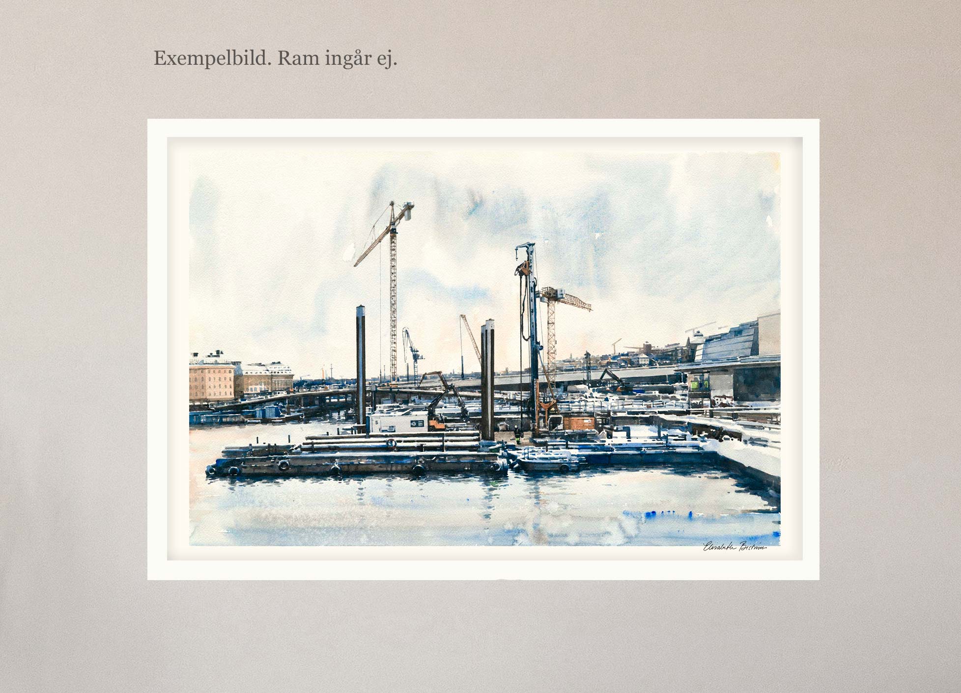 Exempelbild inramning, akvarell Elisabeth Biström