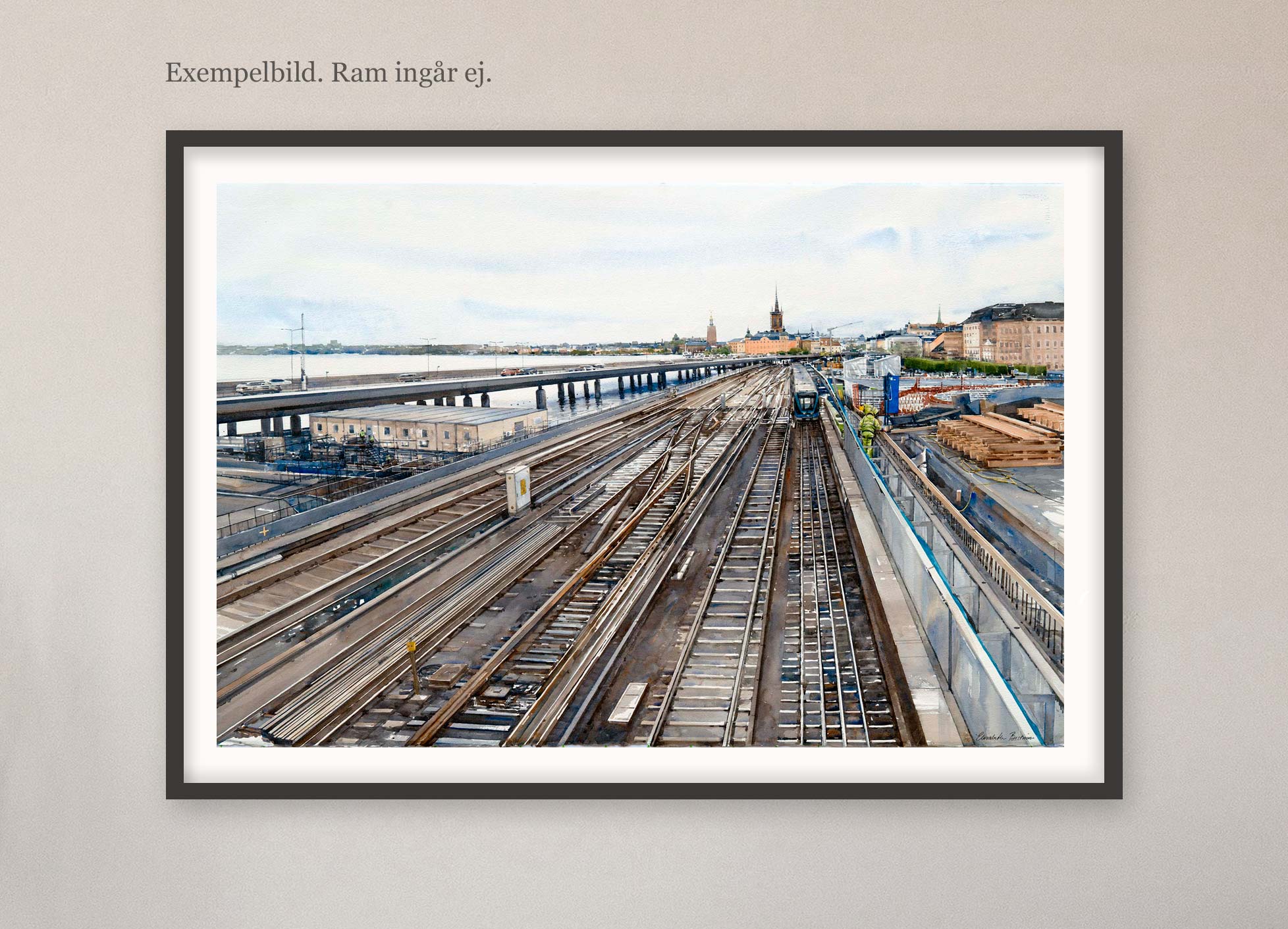 Exempelbild inramning, akvarell Elisabeth Biström