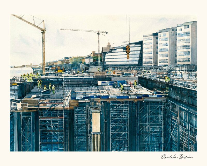 Konsttryck av akvarellkonstnär Elisabeth Biström, motiv från Slussen